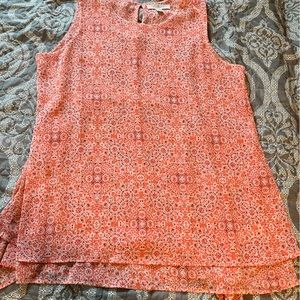 Fever layered tunic tank top, peachy orange with medallion design, size XL